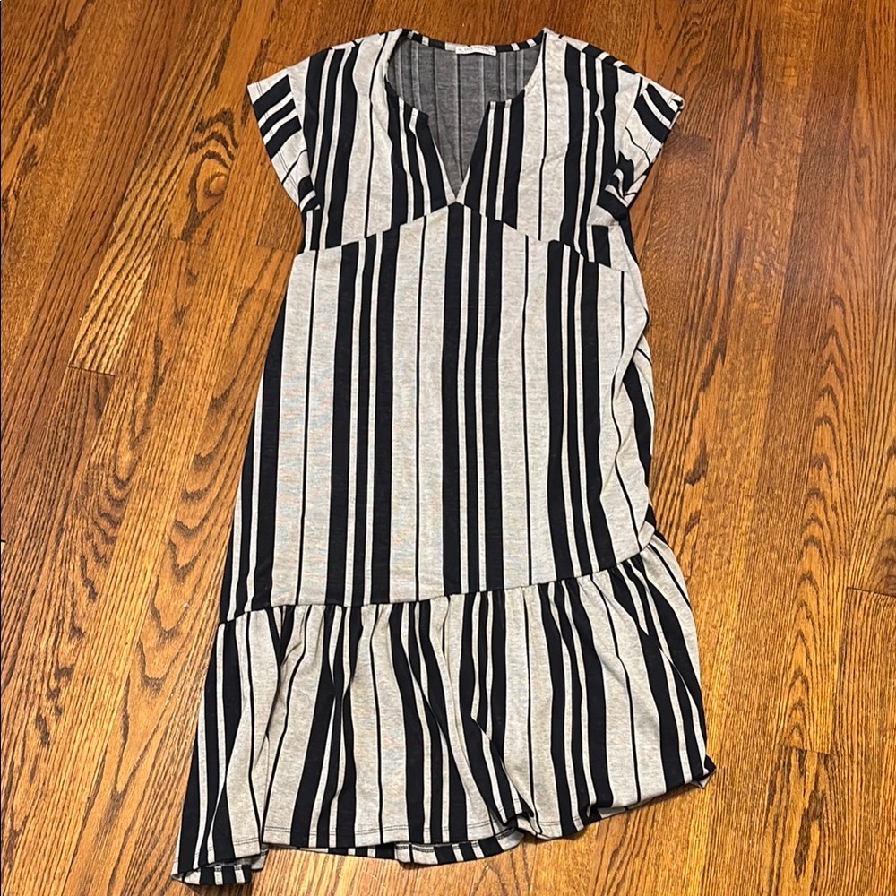 Striped Black and Gray Women's Dress